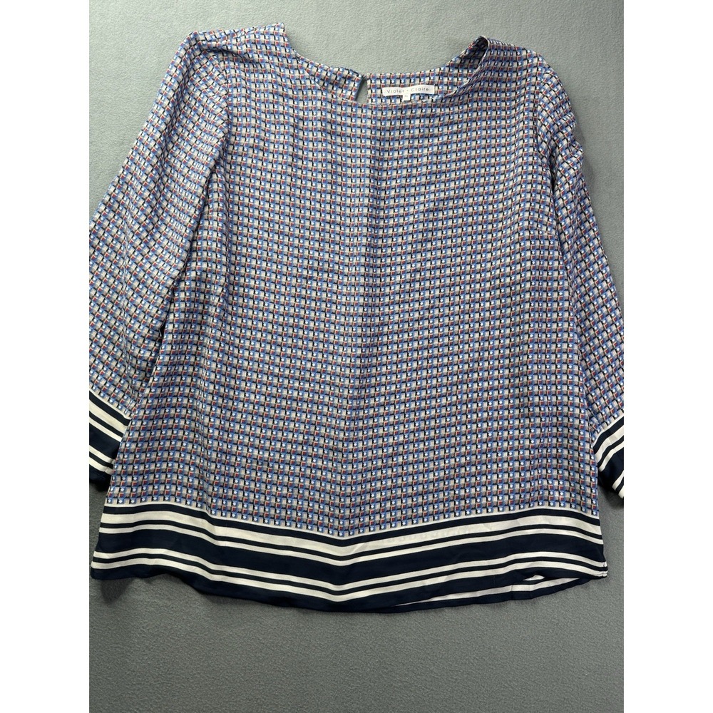 Violet + Claire Geometric Print Blouse Sz XL Artsy Office Core Careerwear